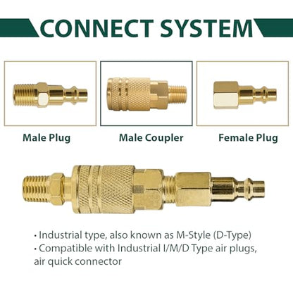12Pcs 1/4 Inch Air Hose Fittings, 1/4'' NPT Male Industrial Couplers, 1/4-Inch Air Line Quick Connect Fittings, Air Tool Fittings for Air Compressor Hose Repair Accessories - style: 1/4" NPT Male