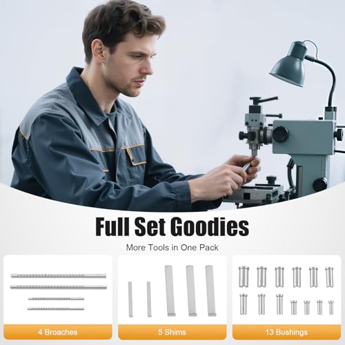 22 PCS Keyway Broach Set Metric, Hss Keyway Broach Kit, Accusize Industrial Tools in Fitting Box Includes 4 Broaches, 5 Shims, and 13 Bushings for Steel, Iron, Nylon, Stainless Steel