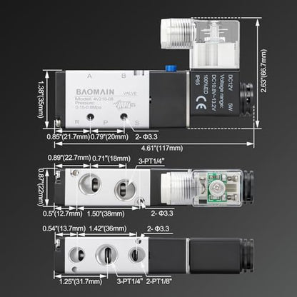 BAOMAIN 4V210-08 12V DC 5 Way 2 Position Pneumatic Solenoid Valve - style: Single Valve