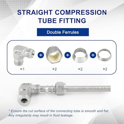 316SS 90 Degree Compression Tube Fitting Elbow Union, 1/2" OD - size: 1/2" OD x 1/2" OD