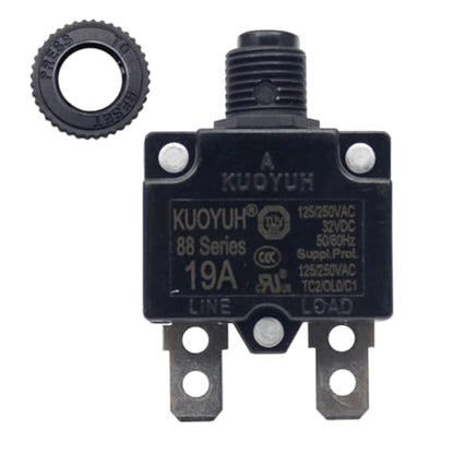 KUOYUH 19A 88 Series Circuit Breaker 125/250VAC 50/60Hz Push-to-Reset (19A) - style: 19A