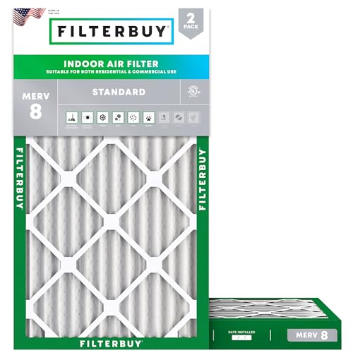 Filterbuy 8x16x2 Air Filter MERV 8 Dust & Allergy Defense (2-Pack) - size: 8x16x2