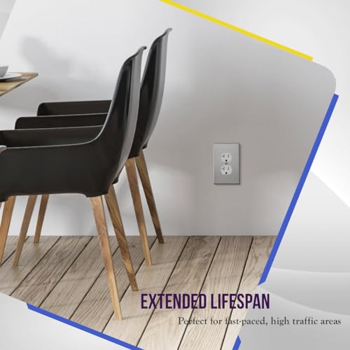 ENERLITES Duplex Receptacle Outlet Metal Wall Plate, Midsize 1-Gang, Silver - color: Stainless Steel, size: Midsize