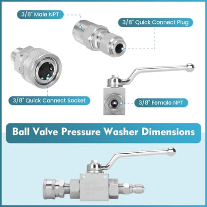 Pressure Washer Ball Valve, 3/8" Quick Connect, 4500 PSI Valve - style: 1Pcs