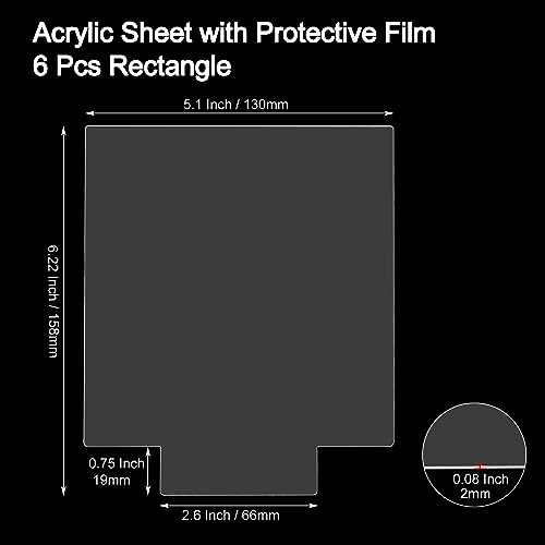 6 PCS 2mm Rectangle Acrylic Blanks, Clear for LED Light Base - size: Rectangle Shaped