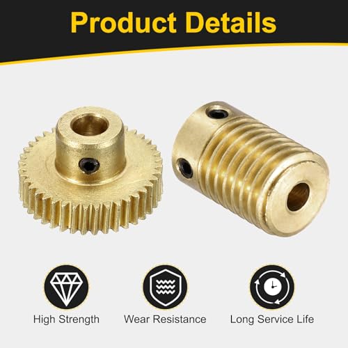 uxcell Worm Gear Set 40T 0.5 Module 1:40 Reduction Rate - size: Gear-5mm, Rod-4mm Bore, style: 0.5M-40T