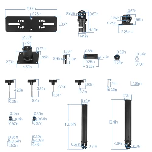 Universal Marine Monitor Mount 350° Swivel 18"–24" Adjustable Height Black - color: Black
