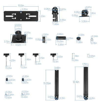 Universal Marine Monitor Mount 350° Swivel 18"–24" Adjustable Height Black - color: Black