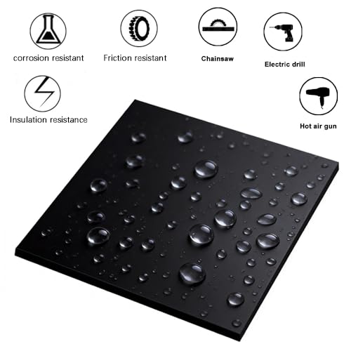 1 Pack Black HDPE Plastic Sheet 1/8" Thick - 12" X 8",High Density Polyethylene Sheet for DIY,Fabrication,Waterproof,Durable - color: Black, size: 12"x8"x1/8"