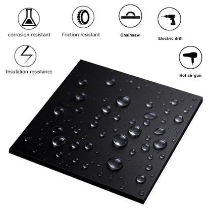 1 Pack Black HDPE Plastic Sheet 1/8" Thick - 12" X 8",High Density Polyethylene Sheet for DIY,Fabrication,Waterproof,Durable - color: Black, size: 12"x8"x1/8"