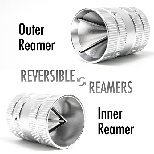 Deburring Tool for Copper Pipe, PVC Tubing, 1/4” to 1-5/8" All-metal Inner Outer Pipe Reamer, Copper Pipe Cleaner, Tube Chamfering Plumber Tool - size: Pipe Reamer