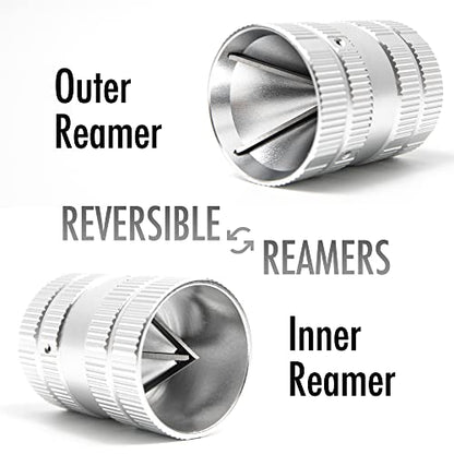 Deburring Tool for Copper Pipe, PVC Tubing, 1/4” to 1-5/8" All-metal Inner Outer Pipe Reamer, Copper Pipe Cleaner, Tube Chamfering Plumber Tool - size: Pipe Reamer
