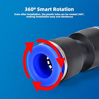 60Pcs Quick Connect Air Hose Fittings 5/32 1/4 5/16 3/8 1/2 inch Quick Release Pneumatic Push to Connect Fittings Kit Air Line Fittings for 5/32 1/4 5/16 3/8 1/2 inch Tube