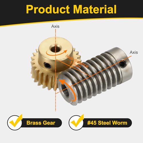uxcell Worm Gear Set 25T 1:25 Reduction Rate1045 Steel Rod 6mm Bore - size: Gear-4mm, Rod-6mm Bore, style: 0.8M-25T