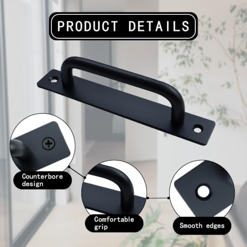 2 Pcs Black Aluminium Alloy Sliding Closet Door Handle - size: 7 Inch