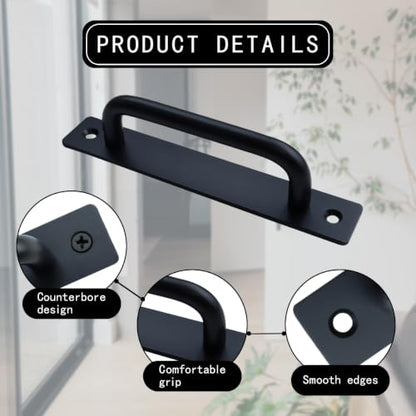 2 Pcs Black Aluminium Alloy Sliding Closet Door Handle - size: 7 Inch