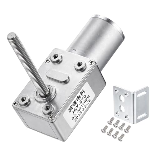 MECCANIXITY JGY-370 12V 66RPM DC Worm Gear Motor M6 Thread Shaft