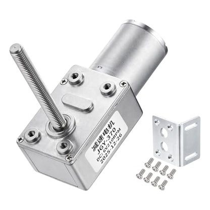 MECCANIXITY JGY-370 12V 66RPM DC Worm Gear Motor M6 Thread Shaft