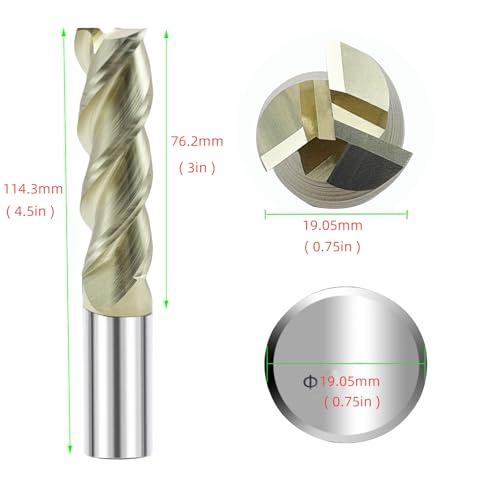 GBJ 3/4" Long Carbide Square End Mill 3 Flutes Multi Material CNC Milling - size: 0.75 inch