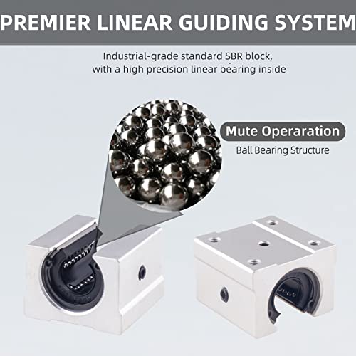 2Pcs Linear Rail 1800mm Linear Slide Rail with 2 Fully Supported Linear Rail and 4 SBR16UU Bearing Blocks CNC Kit, Linear Rails and Bearings Kit for Automated Machines(SBR16-1800mm) - size: 1800mm, style: SBR16