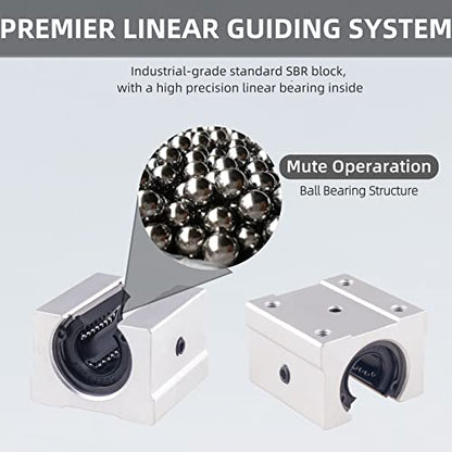 2Pcs Linear Rail 1800mm Linear Slide Rail with 2 Fully Supported Linear Rail and 4 SBR16UU Bearing Blocks CNC Kit, Linear Rails and Bearings Kit for Automated Machines(SBR16-1800mm) - size: 1800mm, style: SBR16