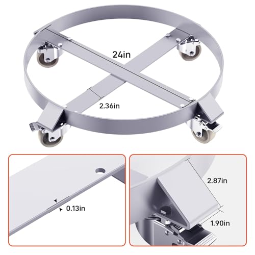 55 Gallon Drum Dolly, Heavy Duty 1000LBS Load Capacity Drum Cart,Non Tipping Hand Truck with 4 Swivel Casters Wheel for Warehouse Drum Handling - size: 4 pcs