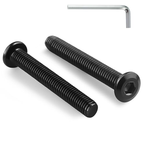 M8-1.25 x 60mm Flat Head Hex Socket Cap Screws Bolts 10Pcs, M8 Bolt 304 Stainless Steel Black Zinc Plated, Full Thread, with Hex Spanner - size: M8 x 60mm