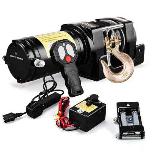 5500lb Electric Winch with Synthetic Rope, 12V DC - color: 5500LB Black