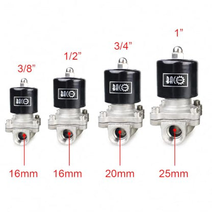 BACOENG 1" AC110V Stainless Steel Electric Solenoid Valve (NPT, Normally Closed) - size: 1"NPT
