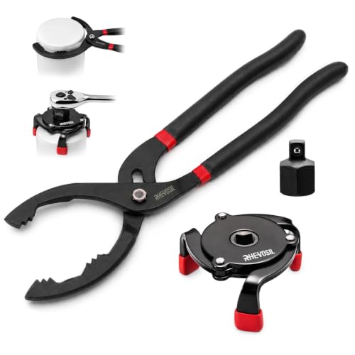 2-Piece Oil Filter Wrench Set, Oil Filter Removal Tool - color: 2-piece Set（12" Pliers + 3-jaw Tool）