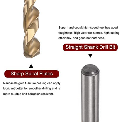 HARFINGTON Twist Drill Bit 11.5mm Titanium Coated (HSS-E) M42 High Speed Steel 8% Cobalt Straight Shank for Stainless Steel Aluminum Alloy Metal - size: 11.5mm