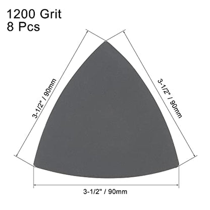 uxcell Triangular Sandpaper Hook and Loop Triangle Sanding Pad Fit 3-1/2" Oscillating Multi-Tool Silicon Carbide for Wet/Dry Use 1200 Grit 8pcs - size: 1200 Grit