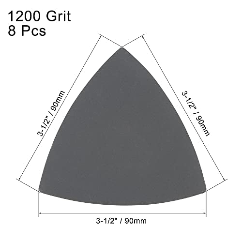 uxcell Triangular Sandpaper Hook and Loop Triangle Sanding Pad Fit 3-1/2" Oscillating Multi-Tool Silicon Carbide for Wet/Dry Use 1200 Grit 8pcs - size: 1200 Grit