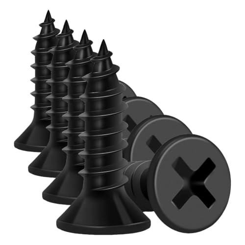 Wood Screws 1/2 Inch, FIXLINK Premium Flat Head Phillips Black Wood Screws 135 PCS, Self Tapping Electrophoresis Used in Indoor Furniture, Woodworking (#6 x 1/2") (Pack of 4) - size: #6 x 1/2" (Pack of 4)