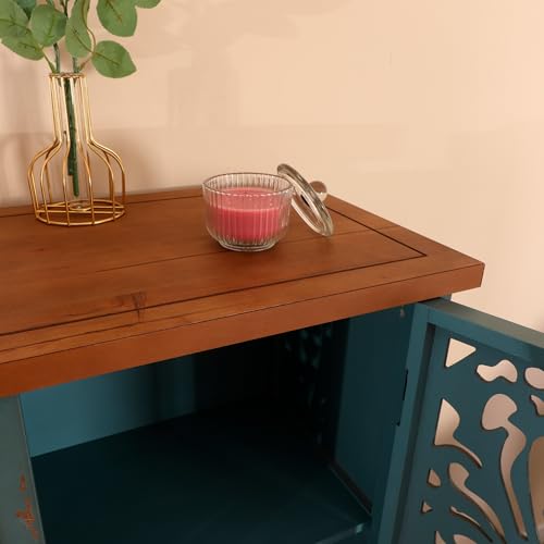 MAISON ARTS Tall Entryway Buffet Cabinet with Storage, Accent Cabinet - color: Blue, style: 2 Door-Tall