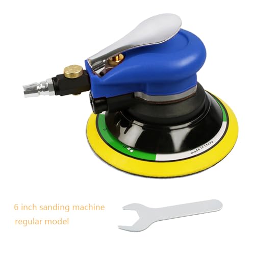 Air Palm Random Orbital Sander, Dual Action Pneumatic Polisher Speed Adjustable Grinding Sanding (Red, 6inch) - color: Red, size: 6inch