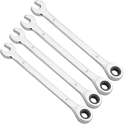 KINJOEK 4 PCS 8mm 12PT Ratchet Wrench Set, Metric Ratcheting Wrench with 5° Movement and 72 Teeth for Tight Space Projects, 8mm Wrench Tool - size: 8mm 4PCS