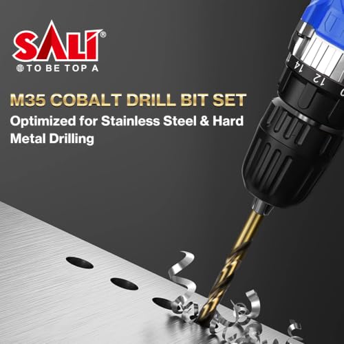 SALI Cobalt Drill Bit Set,10 Pack 7/32 Inch High Speed Steel Hex Shank Jobber Drill Bits, for Hardwood, Aluminum,Metal,Copper,Alloyed Steel - size: 7/32 in
