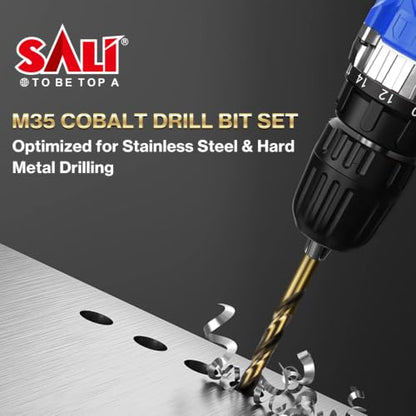 SALI Cobalt Drill Bit Set,10 Pack 1/4 Inch High Speed Steel Hex Shank Jobber Drill Bits, for Hardwood, Aluminum,Metal,Copper,Alloyed Steel - size: 1/4 in