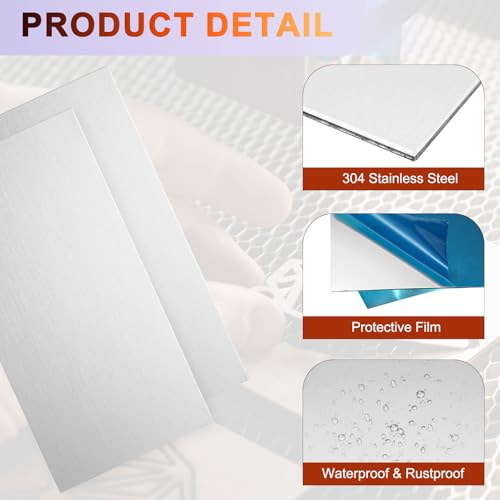 uxcell 2Pcs 304 Stainless Steel Sheet Plate, 4" x 2", 18 Gauge (1mm) Thickness, Stainless Steel Plate with Gloves for Crafting, Modelers, Jewelry, Repairs, Electrical Repairs (Silver) - size: 100 x 50 x 1mm