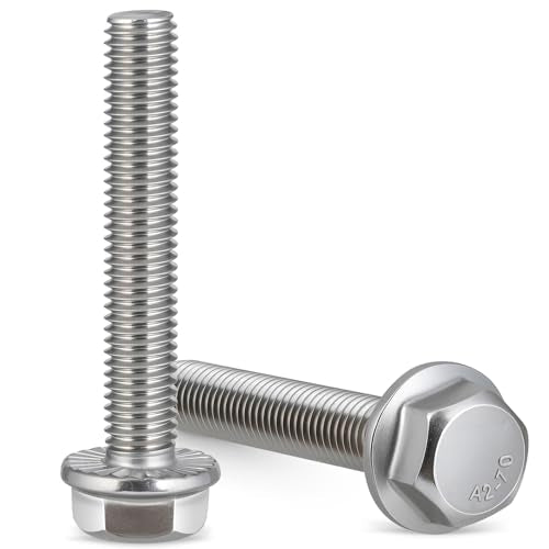 8Pcs M10-1.5 x 60mm Flanged Hex Head Bolts,External Flange Hex Drive Screws,304 Stainless Steel 18-8 Fully Threaded - size: M10x60mm