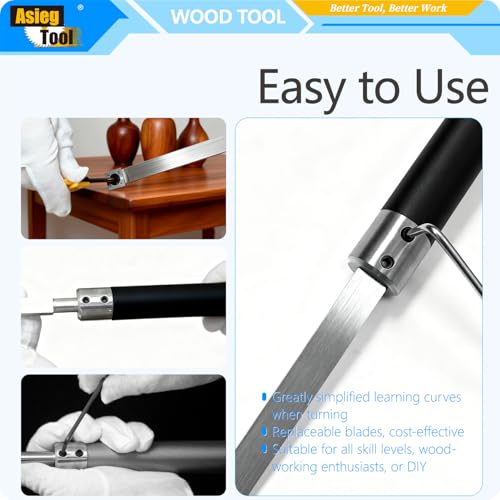 Wood Turning Tool Set Carbide Tipped Lathe Chisel Finisher Tools Bar with Ci3 12mm Round Carbide Insert Cutter for Wood Hobbyist or DIY or Carpenter
