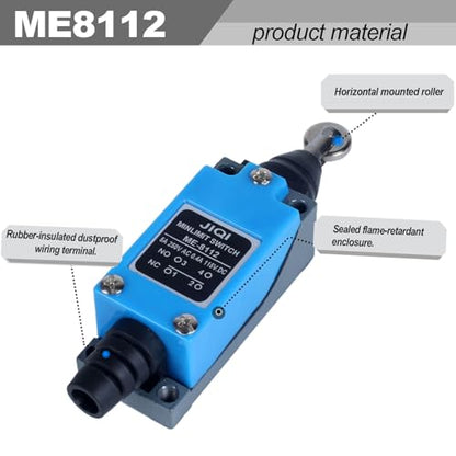 Momentary Limit Travel Switch,Horizontal Roller Plunger Type,NO/NC Self-Resetting Travel Switch (4PCS) - style: ME-8112