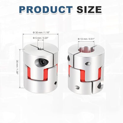 MECCANIXITY 5mm-13mm Aluminium Plum Flexible Shaft Coupling w Hex Wrench - size: 5mm to 13mm