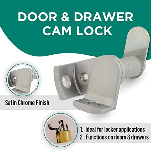 Olympus Lock Padlockable Cam Locks | DCP Series US26D Satin Chrome Cabinet Locks | Padlock Cam Lock for Doors & Drawers - color: Chrome