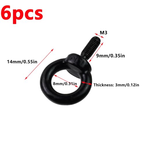 Antrader M3 Lifting Eye Bolts for DIY,Furniture,Swing and Outdoor Use,Black - size: M3,4pcs