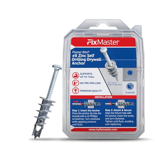 Self Drilling Drywall Anchors Zinc with Drywall Screws (50 Metal Anchors & 50 Screws) – Heavy Duty Plaster/Hollow Wall Anchors for Drywall Kit – 3/8", 1/2", 5/8" – 75 lbs Holding Strength