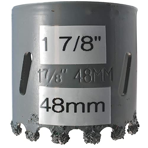 1 7/8 in Carbide Hole Saw Bit Concrete Hole Saw 48mm Carbide Hole Cutter Drill Stucco Brick Fiberglass Reinforced Plaster and Ceramic Tile Saw Through Drywall and Cement Block for Pipes and Conduit - size: 48mm (1 7/8in), style: Brick HoleSaw No Adaptor