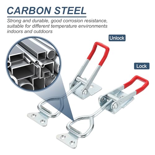 HARFINGTON 2pcs Adjustable Toggle Clamp M8 x 41mm 770lbs Holding Capacity 4003 Style Quick Release Pull Latches Clamps Hasp for Smoker Lid Jig Tool Box Case, Silver Red - color: Silver Red, size: M8 x 41mm + 770lbs