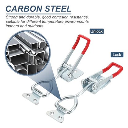 HARFINGTON 2pcs Adjustable Toggle Clamp M8 x 41mm 770lbs Holding Capacity 4003 Style Quick Release Pull Latches Clamps Hasp for Smoker Lid Jig Tool Box Case, Silver Red - color: Silver Red, size: M8 x 41mm + 770lbs
